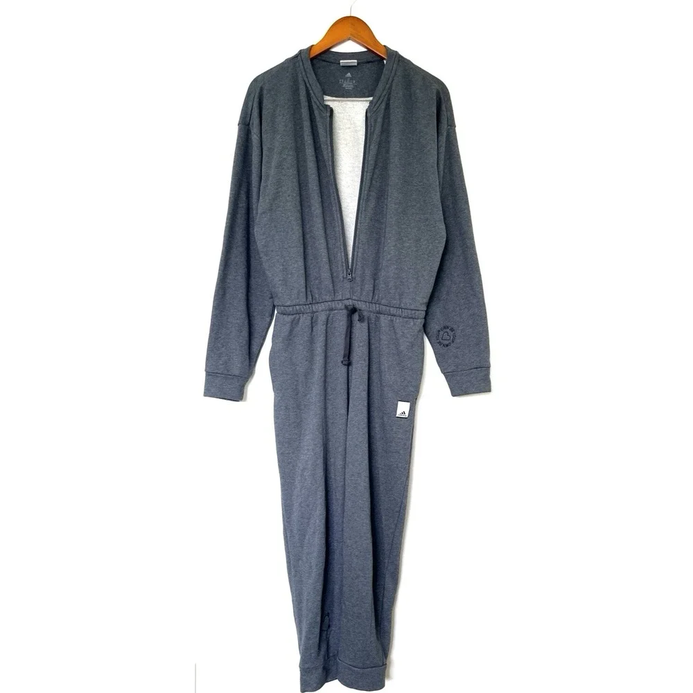 Adidas Womens Valentines Day Jumpsuit Size S Dark Grey Heather Cozy Lounge‎